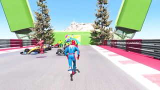 Spiderman et les F1 Défi dobstacles de course automobile dans la méga rampe GTA 5.