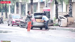 Throwing Water Balloons From Car Prank