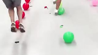 3 Person Balloon Pop Racing Is INTENSE