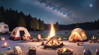 campfire with crickets and night sounds for relaxation