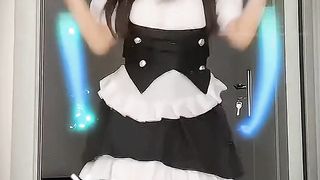 Cute dancing cosplayer
