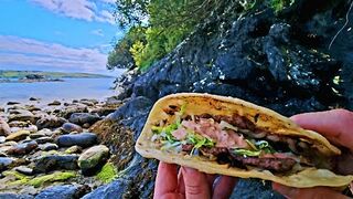 Taco Burger???? Cooking on the Beach (ASMR, RELAXING SOUNDS,