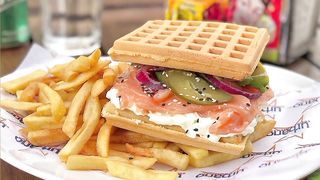Smoked Salmon Waffle Sandwich
