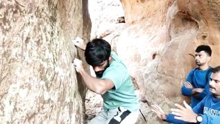 Rock climbing,bouldring in Badami