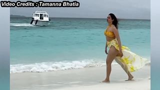 Tamanna Bhatia Slays in Yellow Bikini at Recent Maldives Vacation
