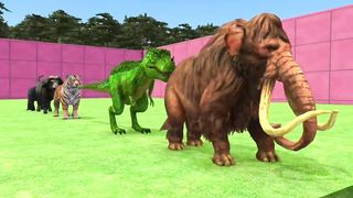 Pool Swimming & Obstacles Mammoth, Zombie T-Rex, Tiger, Buffalo | Game Style
