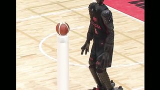 Shooting Robot, Cue 6, made an appearance in the Alvark Tokyo vs Ibaraki Robots game!!
