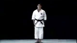 Performing the kata Heian Sandan from Shitoryu style karate