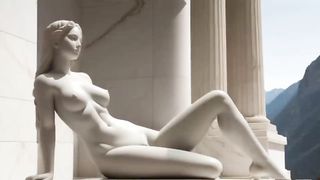 Art Beautiful plaster statue in garden