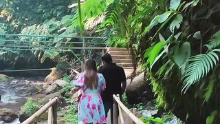 Waterfall with Indian guest