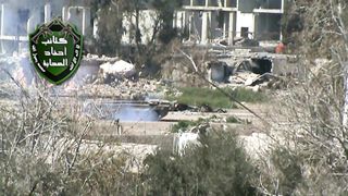 Damascus Conflict | Anti-Tank Team Strikes SAA T-72 in Irbin | 3/2/2013 | RCF