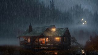 Soothing, Relaxing Sound of Torrential Rain on the Old Cabin at Night