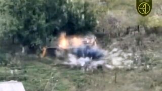Russian T-90M tank captured destroyed R-149MA1 command staff vehicles