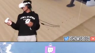 Speed tries bowling in VR