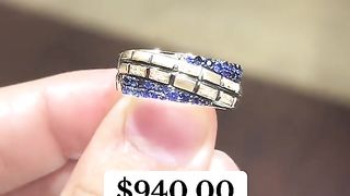 Real Gold, Natural Sapphire & Diamond Men's Wedding Band