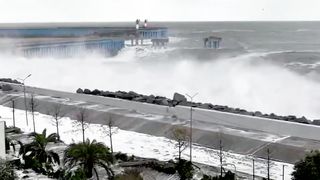 9 METER (30 foot) Waves absorb Sochi_ Strongest Storm Bettina in the Black Sea, Russia