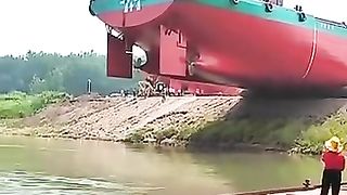 Giant ship launching to water 2
