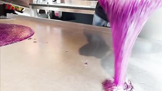 Making sweet candies in purple