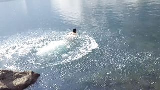 swimming in freezing cold water