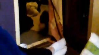 Late kalu cat playing with my wife