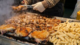 Сollection of popular Korean street food at the night market Top 10