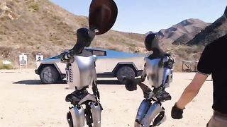 Tesla Car Bullet Proof Checking With ROBOTS