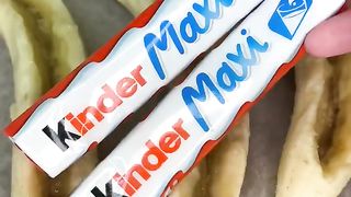 Recette banane avec kinder maxi satisfying food Asmr