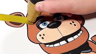Drawing of Freddy Fazbear with posca markers