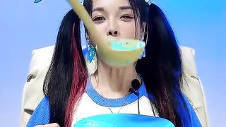 Random blue food mukbang.