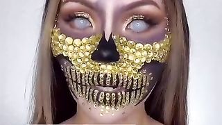 Half Skull Rhinestone Makeup Removal