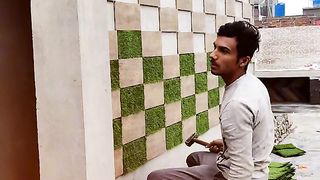 Tile Plus Artificial Grass Wall Design