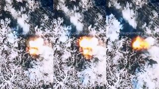 Group of Russian invaders getting blasted near Bakhmut twice
