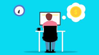 man working at home