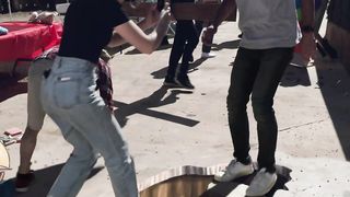 MAN FALLS INTO STREET ART!