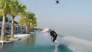 This base jump with momentum from an infinity pool