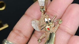 Natural Diamond & Solid Gold "Tom & Jerry" Jerry Pendant