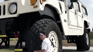we went inside this crazy giant hummer 2