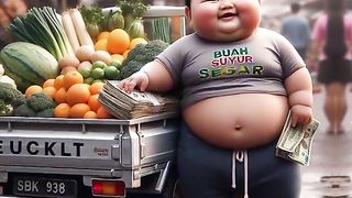 Bocil lucu menjual sayur
