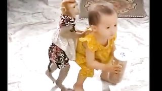 The monkey is my little boy's friend