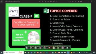Adv MS Excel Class 7 (Conditional Format) | LIVE Recording | TLCC