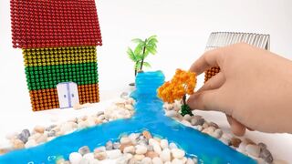 ASMR - How To Make Stream of Water in the Forest with Magnetic Balls, Slime, Animals Toys
