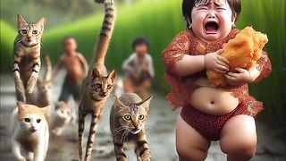 Bocil lucu lagi takut di kejar kucing