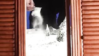 Miniature golf winter cabin