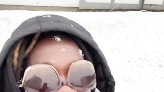 Man africain call and tell his mother that it's snow in Europe and show her