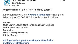 Urgent 5 Star hotel malta vacancies