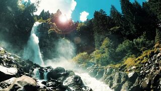 a waterfall landscape