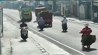 seconds the car loaded with tobacco swerved and overturned on the highway
