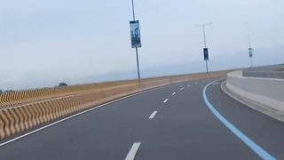 On the road.