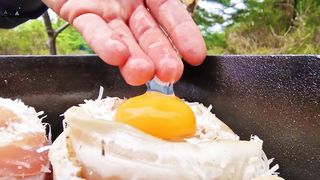 Incredible Ribeye Steak ???? with Potato and Bacon Roses cooked in Nature ASMR cooking