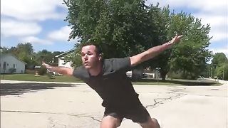 Sprinting while doing yoga poses. Wearing